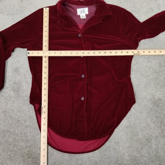 Armani Exchange AX Women's Shirt Size M Red Velvet Button Down Casual Stylish - Picture 5 of 7